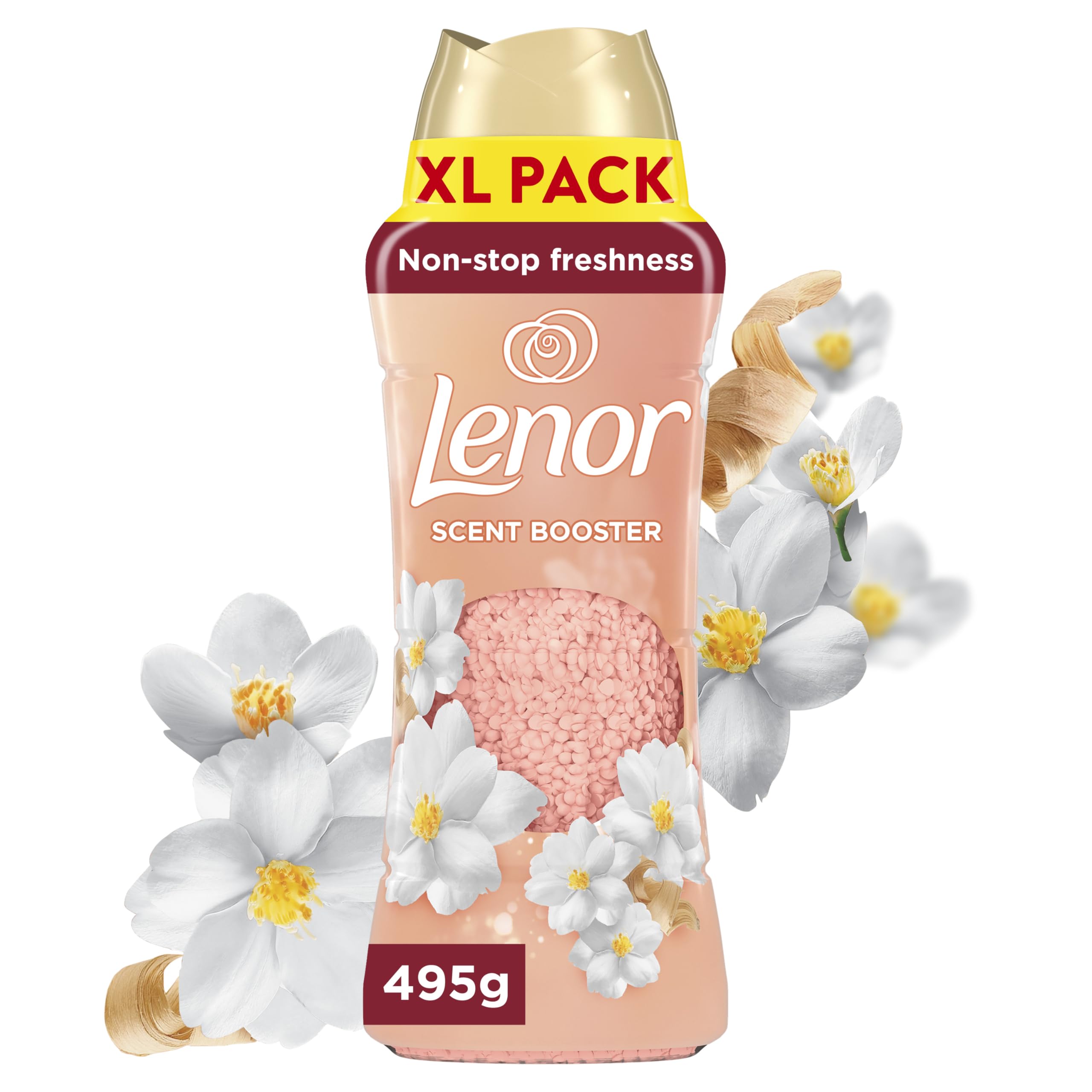 Lenor Laundry Perfume Scent Booster 495g, Jasmine and White Cedar, Non-stop Freshness Up To 12 Weeks In Storage