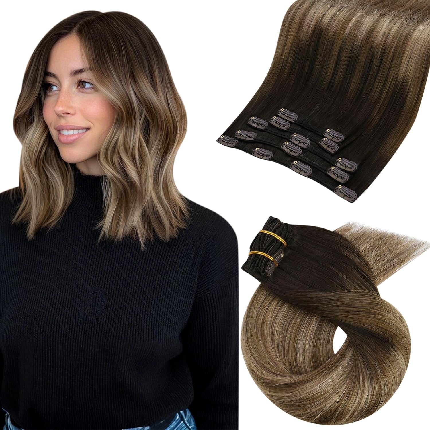 Moresoo Clip in Extensions Echthaar Haarverlängerung Echthaar Extensions Clip