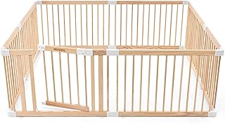 HARPPA Baby Gate Playpen Wooden Playpen for Babies and Toddlers Large Play Yards Baby Fence Play Area 60 x 71.5 x 24 inch