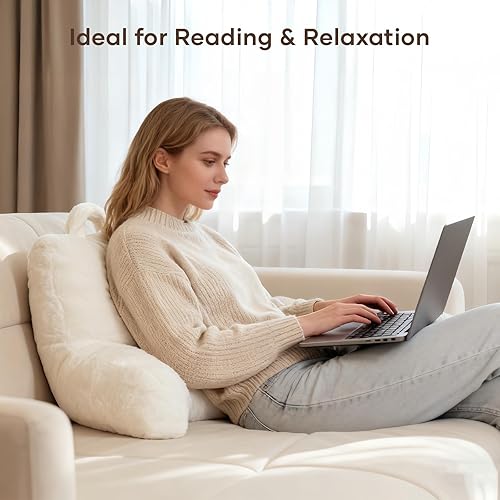 Miniatura 6 de NOONTIDE Almohada de lectura para adultos sentados en la cama almohada de espalda grande con rollo de cuello desmontable y cojín individual, funda