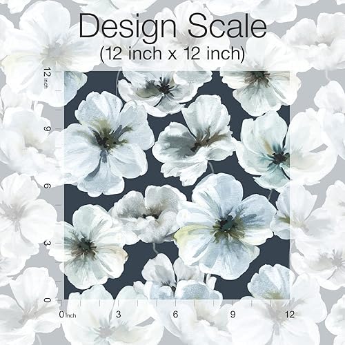 Miniatura 3 de RoomMates Tamara Day RMK12516RL - Papel tapiz para despegar y pegar con diseño de flor de espino azul