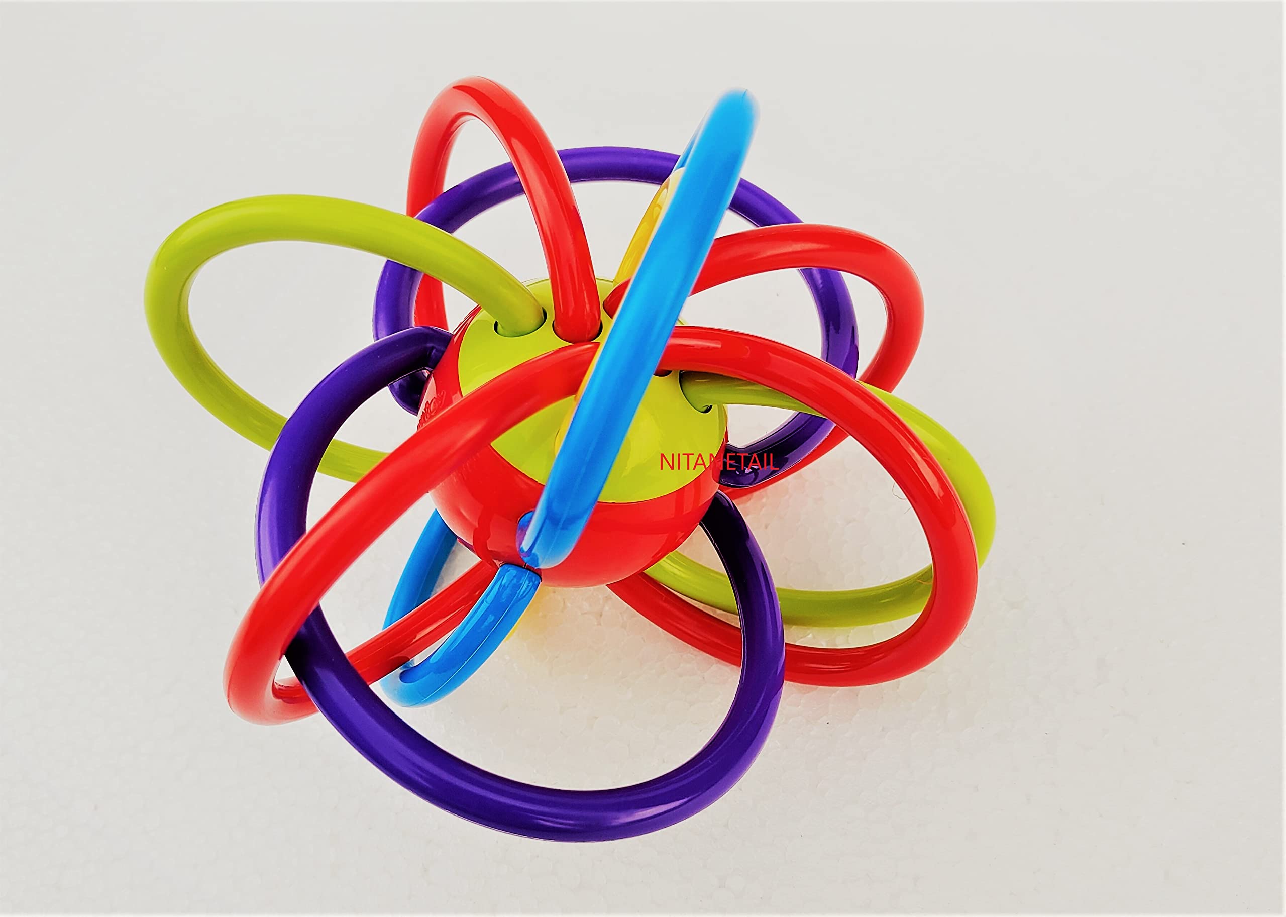 NIYANETAIL Infant Silicone Sensory Baby Teether Tube Ball Loopee Toy Sensory Teething Toys With Rattle For Babies 3-12 Months,Multicolor