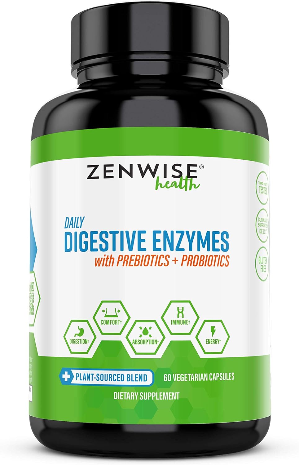 Zenwise Health Digestive Enzymes Plus Prebiotics & Probiotics Supplement, 180 Servings, Vegan Formula for Better Digestion & Lactose Absorption with Amylase & Bromelain, 2 Month Supply: Health & Personal Care