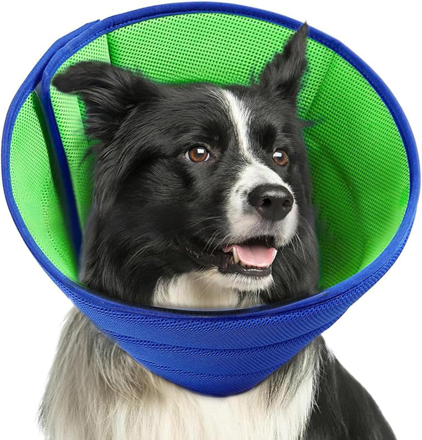 Soft Dog Cone Collar After Surgery, Adjustable Breathable Dog Recovery Collar, Anti Lick Anti Bite Elizabethan Collar for Dogs and Cats, Protective Pet Neck Cone (Blue Green) (S)