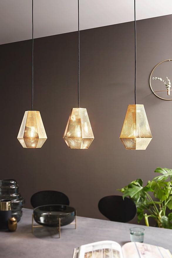 Eglo Eglo Hanglamp Chiavica 1, 3-lamps, industrieel, vintage, modern, hanglamp van staal en messing, eettafellamp, woonkamerlamp met E27 fitting, 43228 photo 2