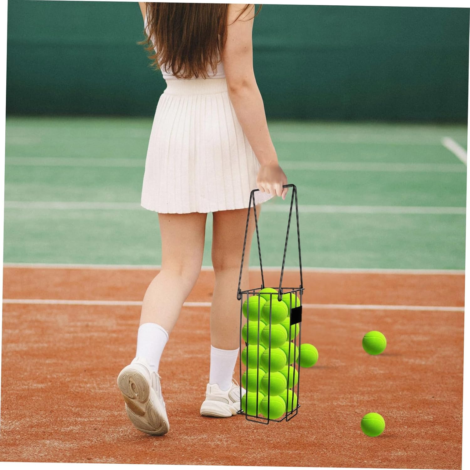 POPETPOP Tennis Ball Pickup Basket Pickleball Retriever Portable Collector Efficient Gatherer Stainless Steel Easy to Carry