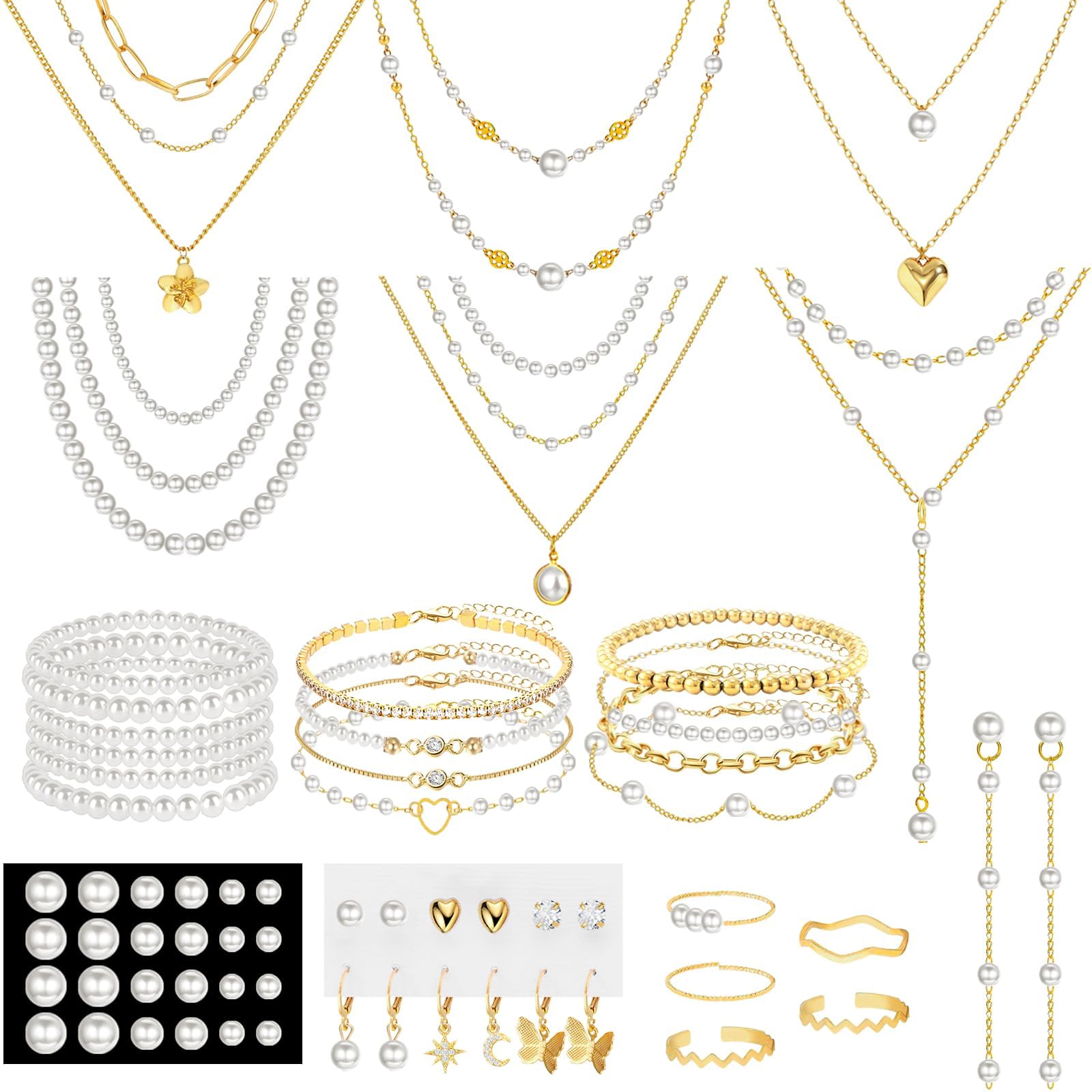 NEWITIN 69 Pcs Gold Jewelry Set for Women Hypoallergenic Bohemian Jewelry