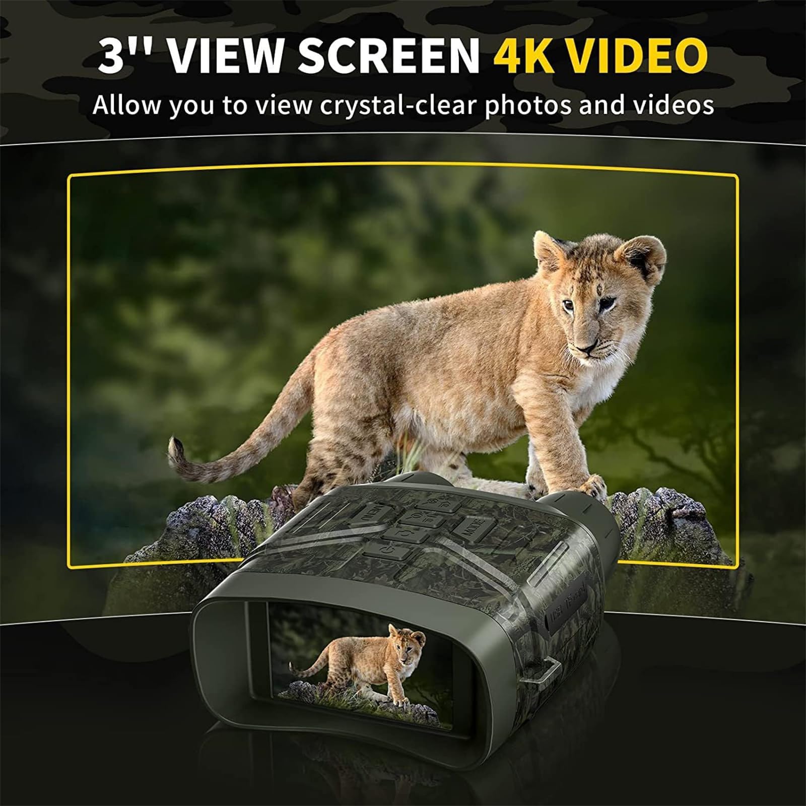 Gafas de visión nocturna 5K HD, zoom digital 10x, prismáticos infrarrojos de 300 m, batería recargable de 4000 mAh para caza y camping