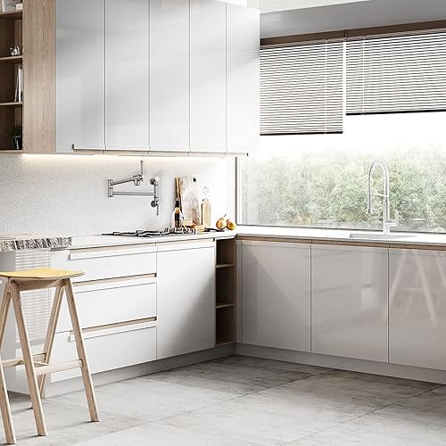 Miniatura 9 de Lava Odoro PF312-BN - Grifo de llenado de ollas de níquel cepillado, moderno de dos accesorios, montaje en pared, grifo de cocina plegable de dos