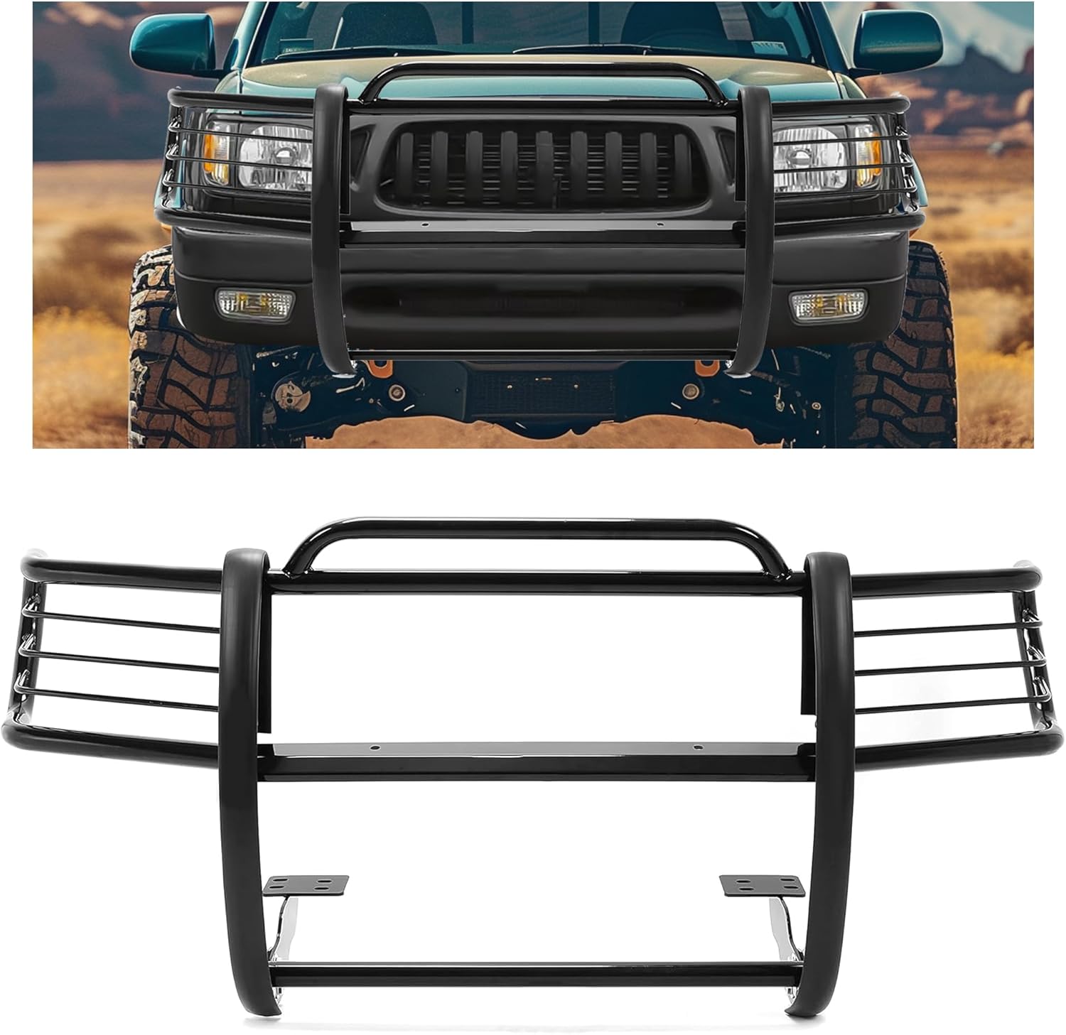 KUAFU Front Grille Guard Compatible with 1996-1998 Toyota 4-Runner 2001-2004 Toyota Tacoma Brush Guard Bumper Protector w/Hardware Steel Powder Coated