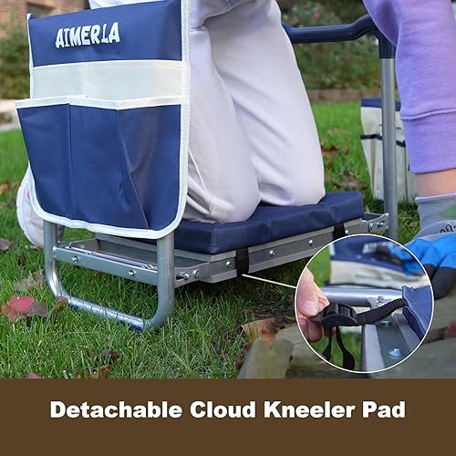 Miniatura 7 de Aimerla K5 Asiento Arrodillador Plegable - Resistente - (Almohadilla Desmontable Cloud para Arrodillarse) - Taburete de Jardín - 2 Bolsas Grandes
