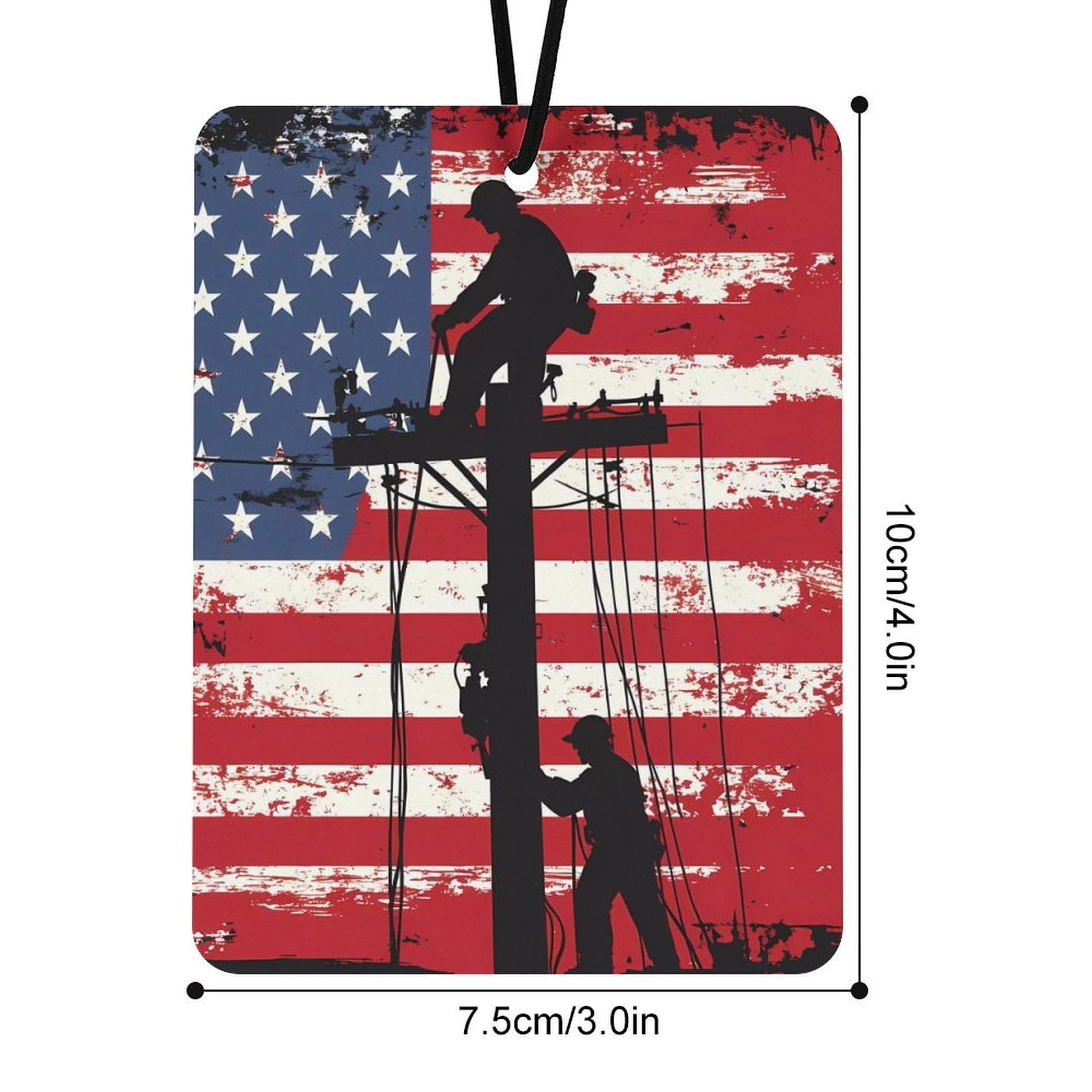 Lineman Am-erican Flag Electric Cable Lineman Car Air Freshener Hanging Aromatherapy Tablets for Car Accessories Square