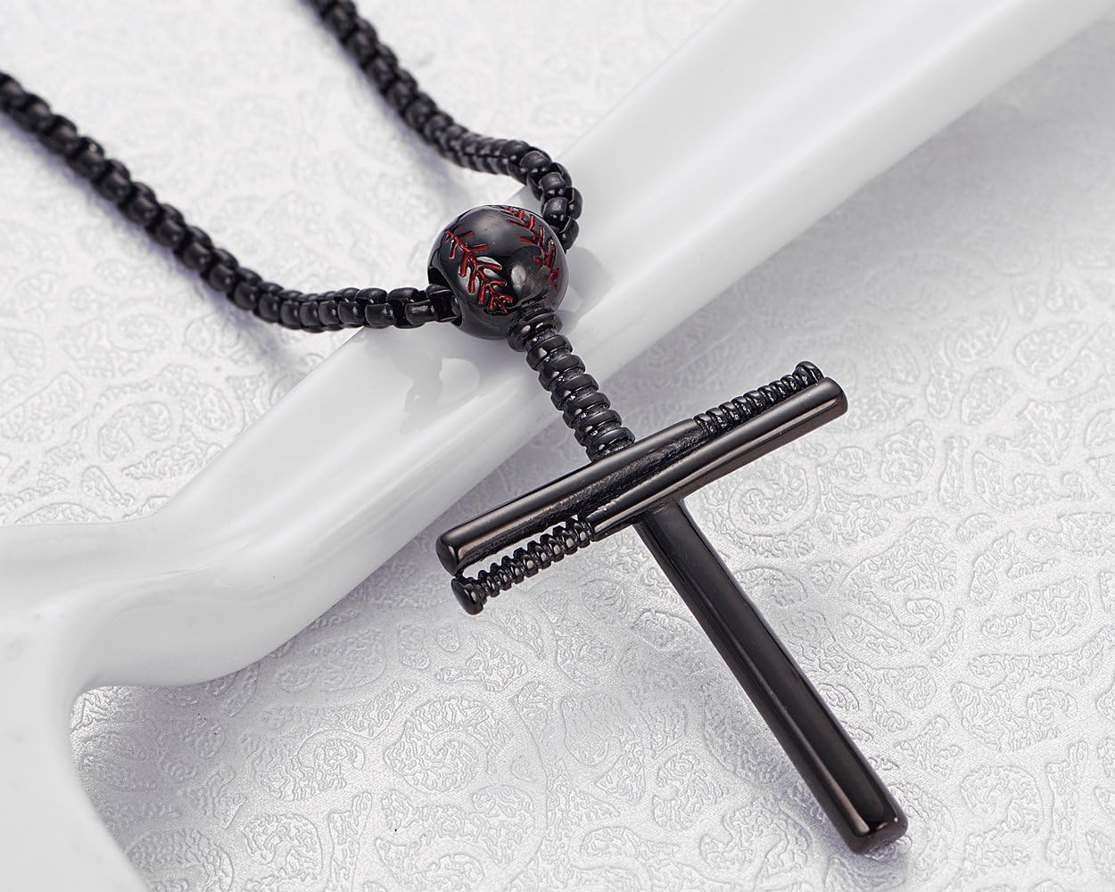 Rehoboth Baseball Bat Cross Pendant Necklace for Men Women With 24" Stainless Steel Chain Black Gold Silver - Image 5