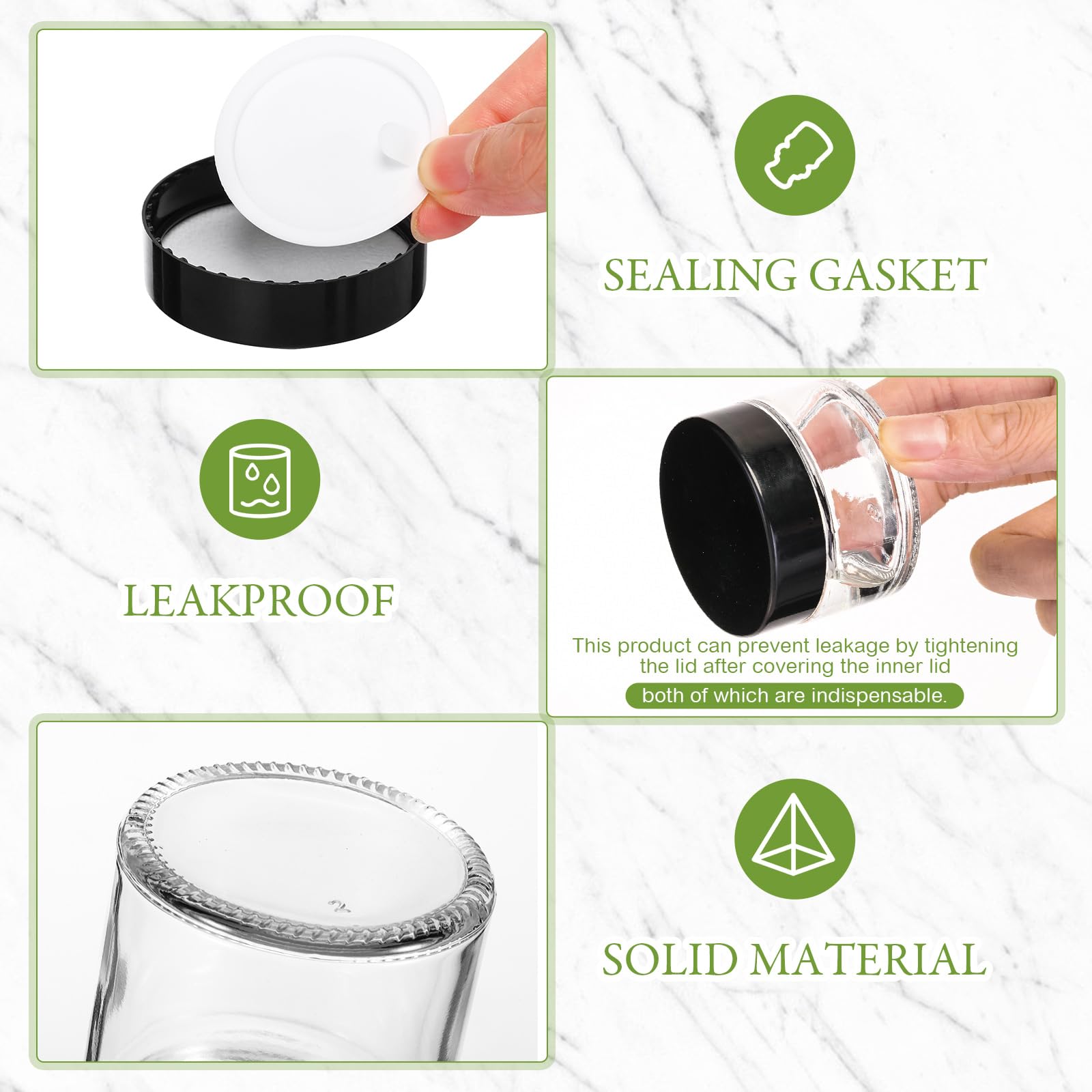 Domensi Glasdosen mit Deckel, rund, Kosmetikgläser, 28 ml, kleine Reisebehälter mit Innenauskleidung für Lotionen, Pulver, Salben, Proben, Creme, 100 Stück (transparent, schwarz)