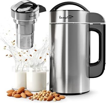 50oz Almond Milk Maker Machine Built-in Strainer Filter Make Plant Based Milk, Soup & Juice, 6-7 Cups Per Batch, 304 Stainless Steel, 5.3 lb, Automatic Cleaning, 8-IN-1 Nut Milk Maker for Soy & Oat