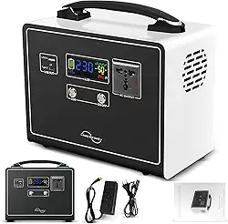 IIGENAI Estação de Energia Portátil 300W, Bateria 310Wh, Display LCD, Onda Senoidal Pura, Branco e Preto, Carregador 10A, Múltiplas Saídas AC/USB/DC para Camping e Emergências