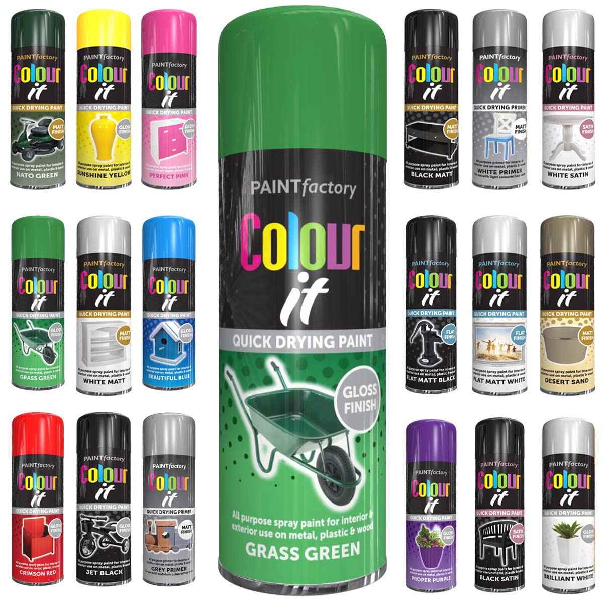 Classic Signature Green Grass -1 X All Purpose Grass Green Aerosol Spray Paint 250Ml Quick Drying Spray, Fast Dry And Excellent Coverage For Wood, Metal, Plastic And More