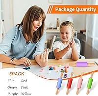 Vista 13 de Mini Rodillo de Silicona para Niños, Superficie Antiadherente Mango de Madera, 9 Pulgadas Paquete de 2