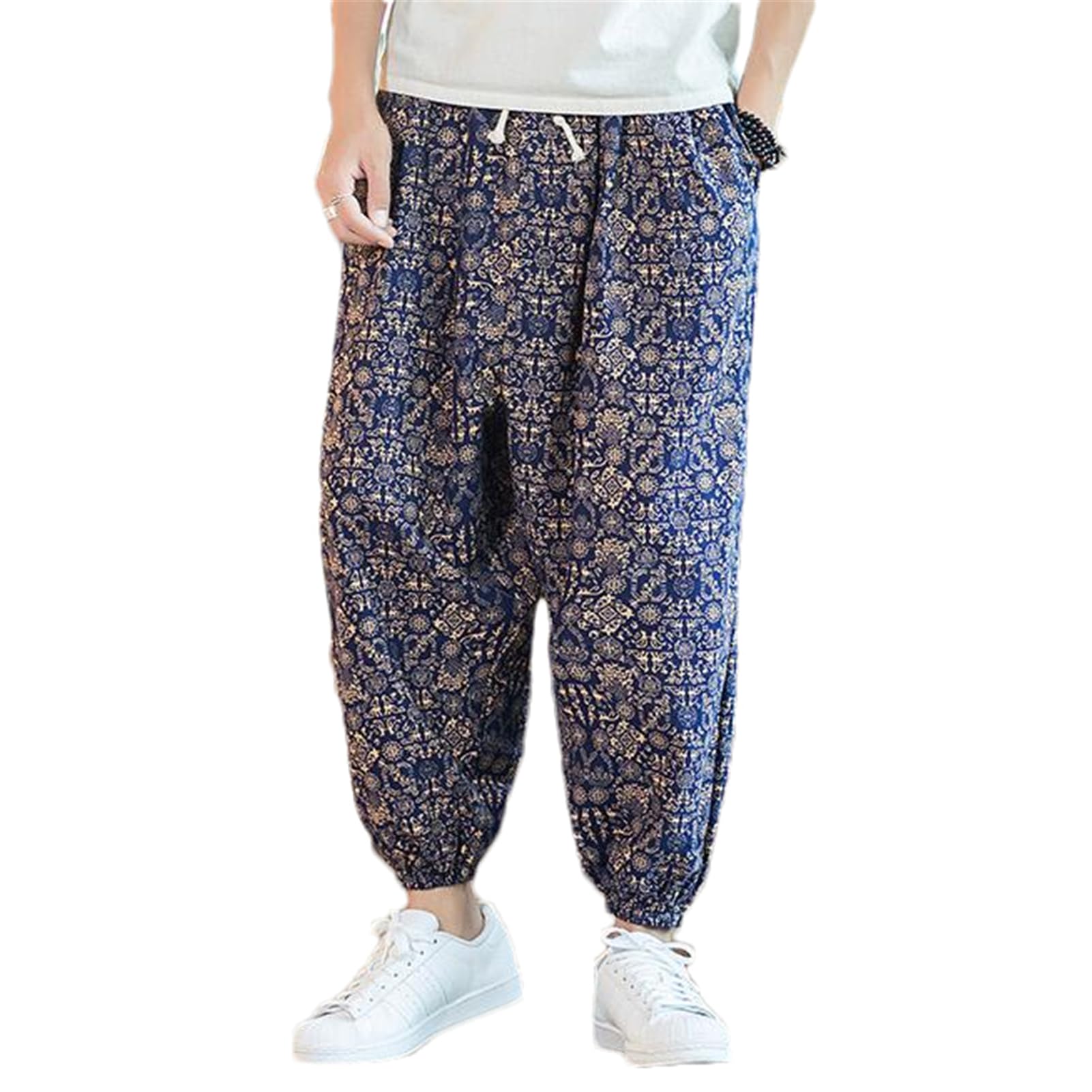 Streetwear Primavera Estate Casual Harem Pantaloni da Uomo Stampa Pantaloni Lunghi alla Caviglia Cotone Baggy Pantaloni per Uomo