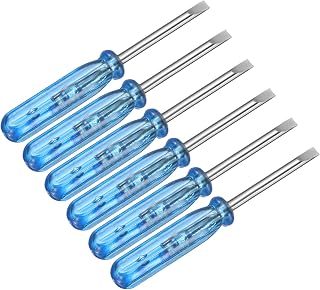 uxcell 6pcs Mini Slotted Screwdriver 2.0mm 45mm Length Micro Precision Flat Head Screw Driver with Non-Slip Handle for Watch Eyeglasses Electronics Small Appliances Repair