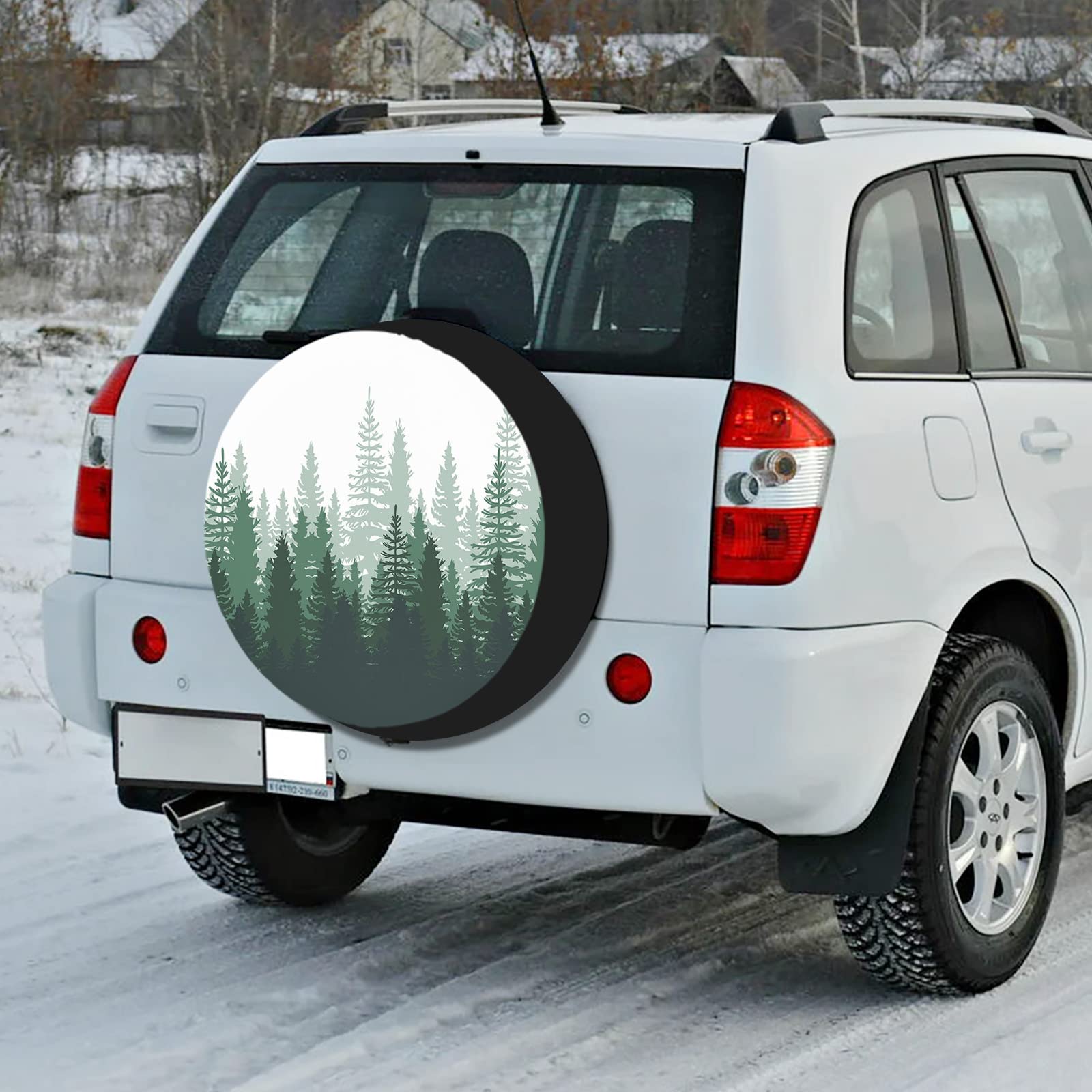 Funda Para Neumático De Repuesto 14 Pulgadas - Diseño Bosque Verde, Impermeable Y Anti-polvo Para Coche O Caravana