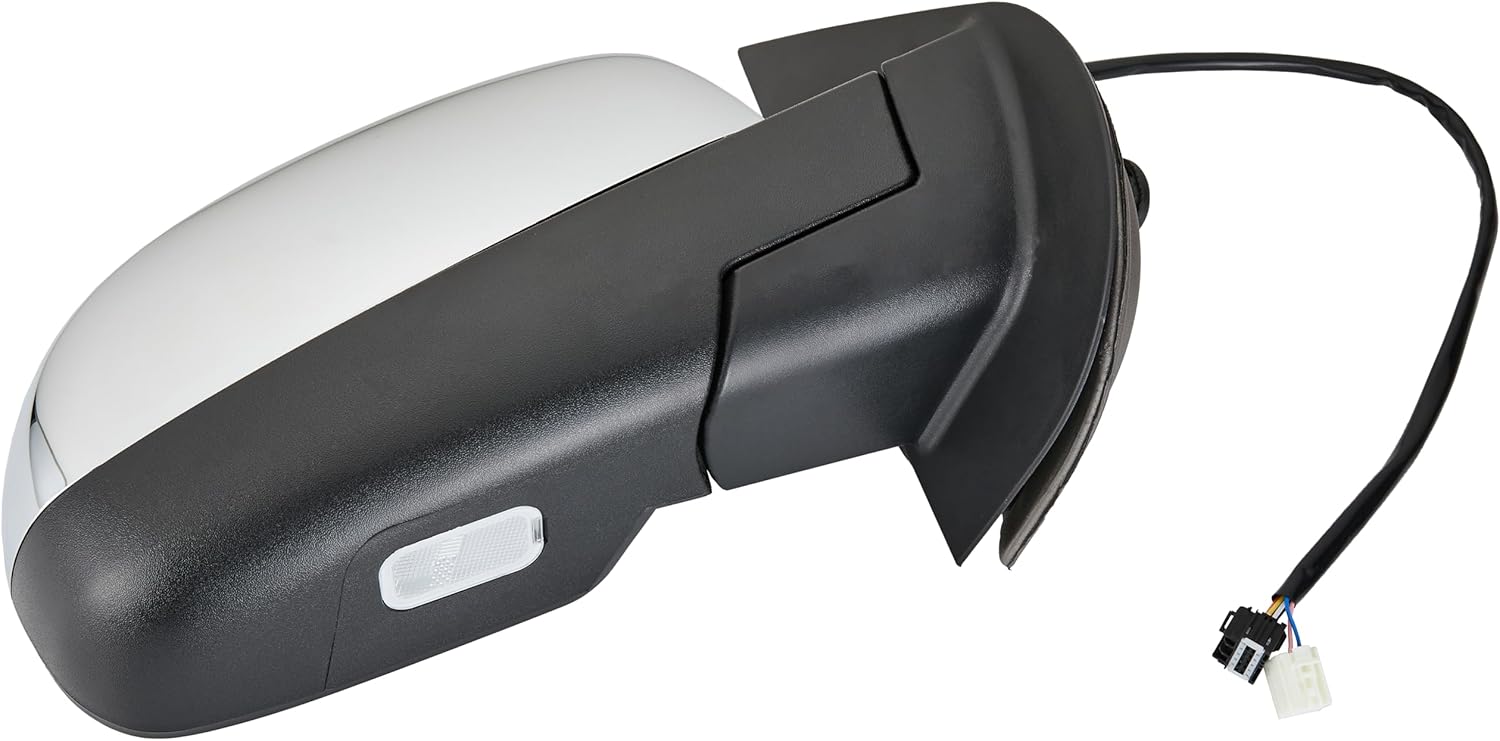 Side View Mirror Fit for 07-13 Chevy Silverado 1500 2500 HD 3500,for GMC Sierra,Yukon XL 1500-Black Power Heated Arrow Turn Signal Puddle Light Manual Folding Chrome Cover Passenger Side Only.