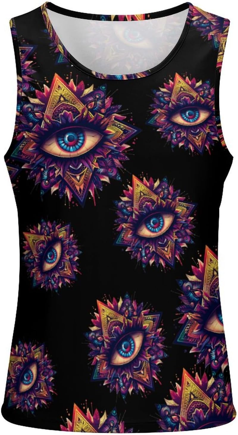 Third Eyeball Goth Eye Spiritual Men's Tank Top Sleeveless Muscle Shirts Vest Beach T Shirts for Workout Gym