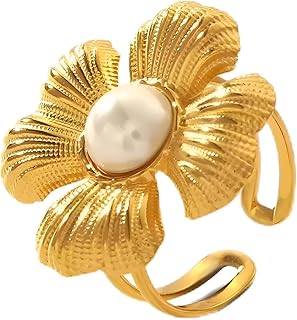 خاتم بتصميم زهرة اللؤلؤ - سوار متعدد الاستخدامات قابل للتعديل مع باقة زهور، مناسب للمجوهرات لملابس الموضة والحفلات