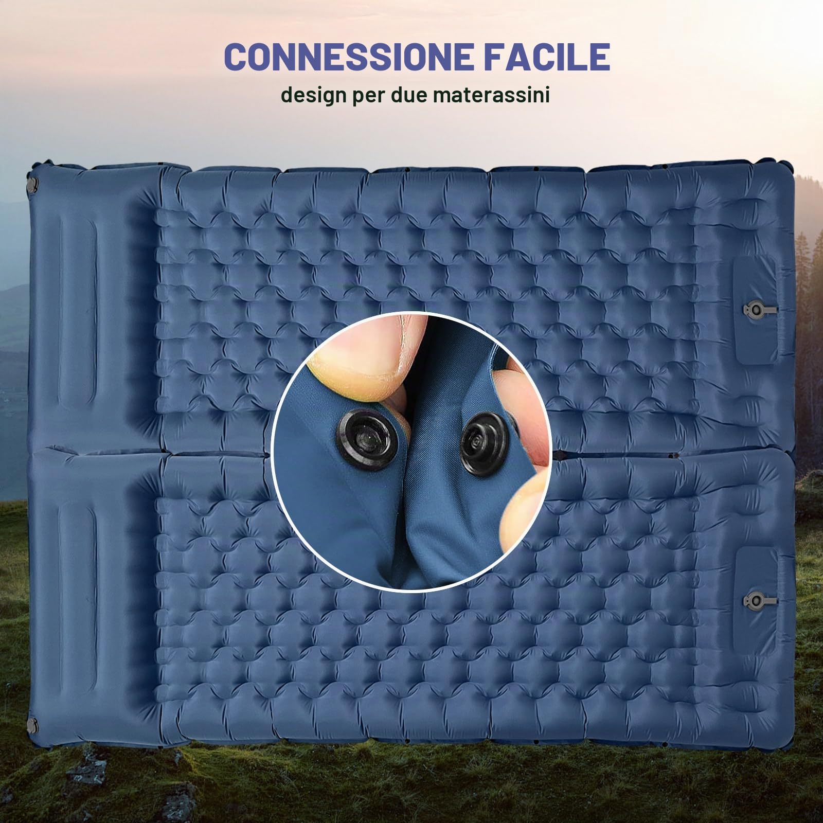 SHANNA Materassino Da Campeggio Autogonfiante: Extra Spesso 12 Cm Ultraleggero Materassino Gonfiabile Impermeabile Autogonfiante Con Pompa A Pedale Integrata Per Viaggi All'aperto (Blu Marino)
