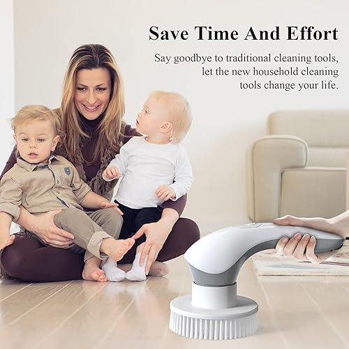 Miniatura 3 de Limpiador eléctrico giratorio para baño, ducha, limpiador eléctrico con 2 velocidades y 6 cabezales de cepillo multifunción, cepillo de suministros