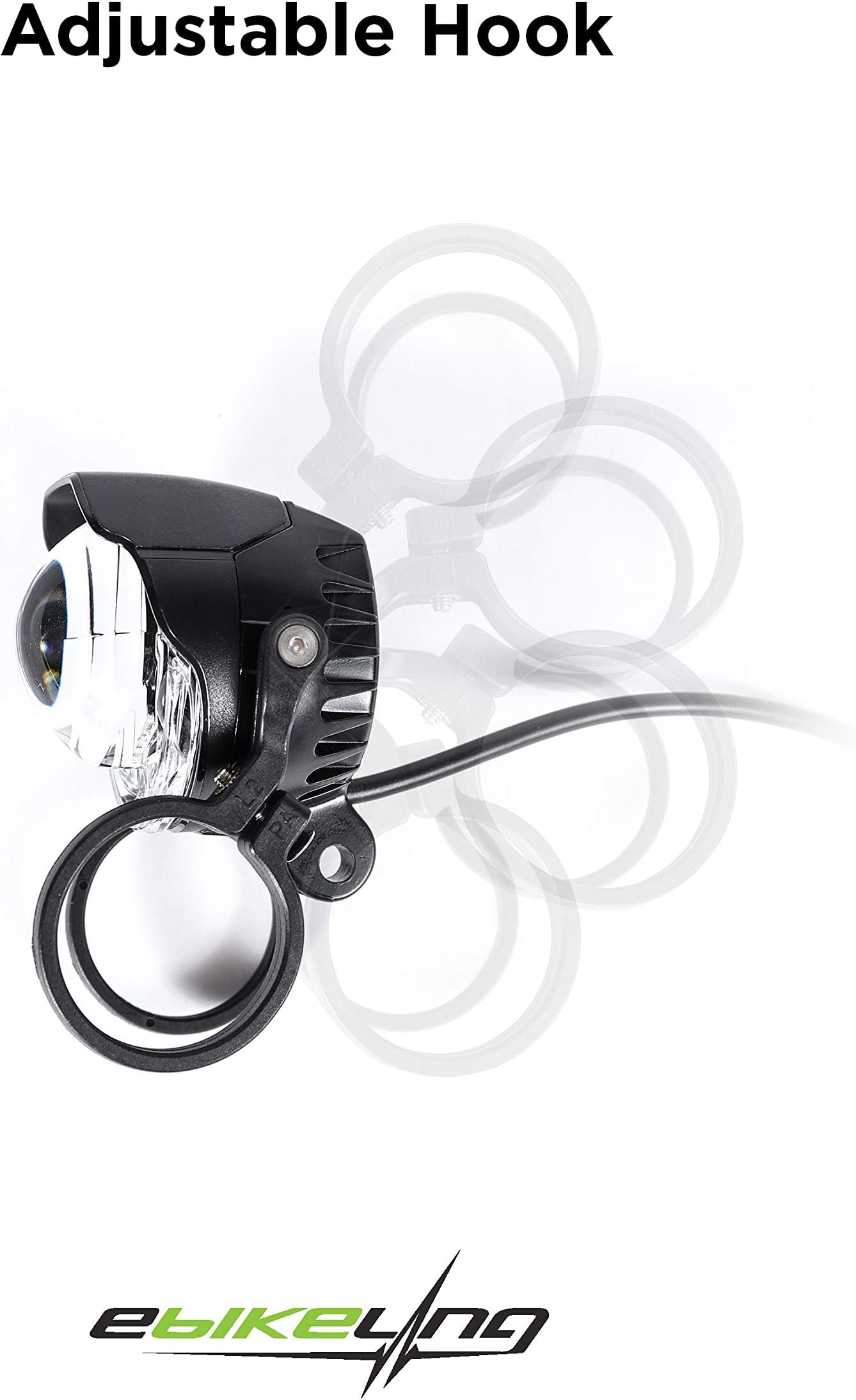 eBikeling Electric Bicycle Headlight/Extremely Bright Waterproof Bicycle Front Light with Horn/E Bike Lights for Bikes at Night, E Bike Accessories