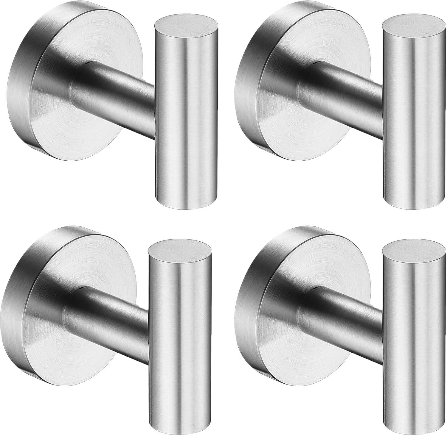 Nolimas Bathroom Towel Hooks, SUS 304 Stainless Steel Coat Hook Round Clothes Towel Coat Robe Hook Cabinet Closet Door Sponges Holder for Bath Kitchen Garage Hotel,Wall Mounted, Brushed Nickel, 4Pack
