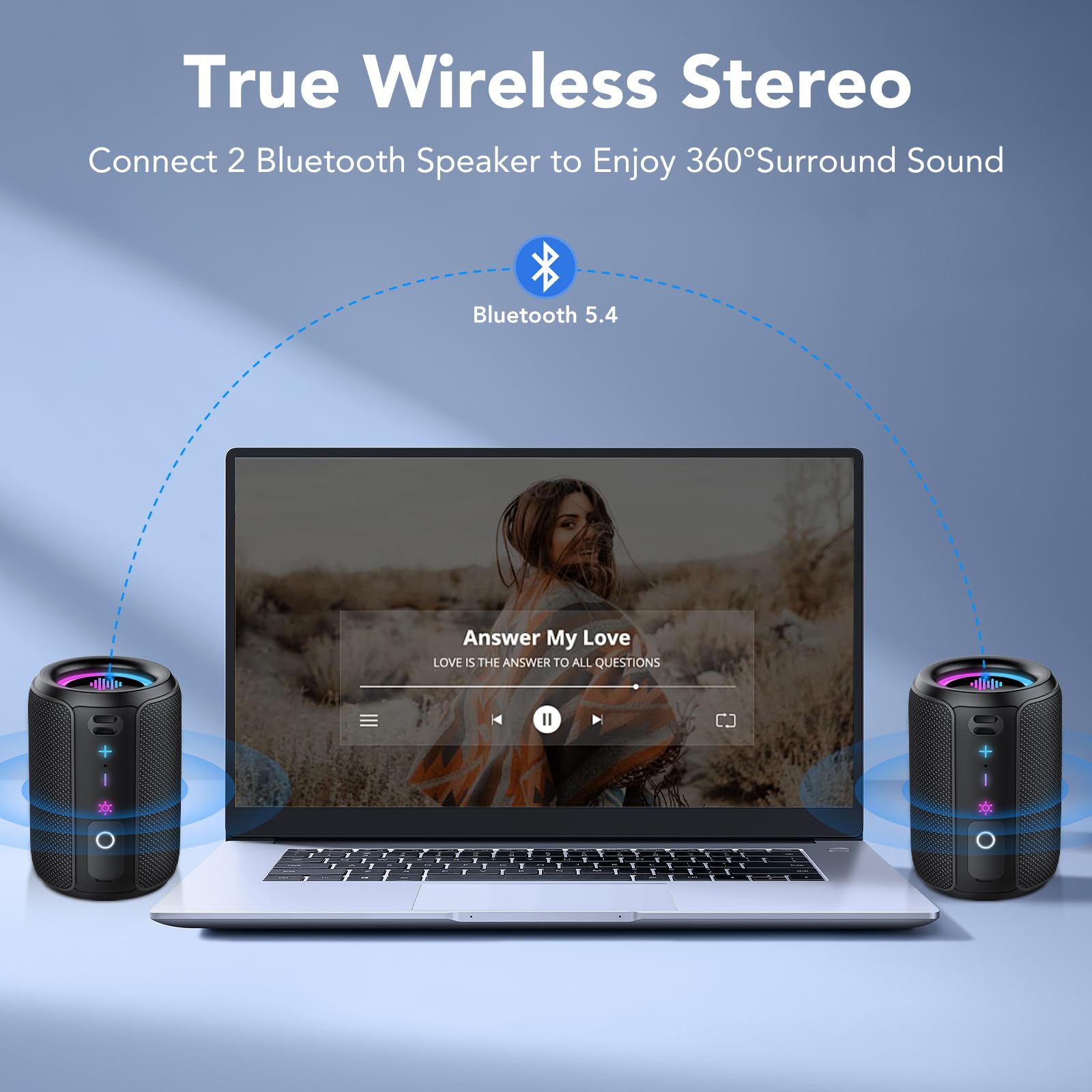 Cassa Bluetooth Portatile Potente 15W, Mini Altoparlante Bluetooth 5.4, IPX7 Impermeabile, Luci LED Colorate, Bassi Potenti, 12 Ore di Autonomia, Accoppiamento TWS, Speaker Bluetooth da Esterno Feste