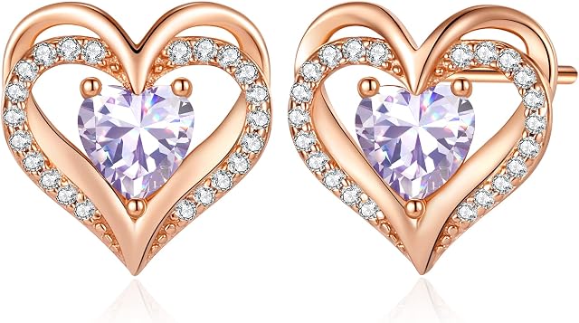 CDE Earrings for Women 925 Sterling Silver Mini Heart Cubic Zirconia Stud Earrings Anniversary Birthday Christmas Valentines Day Jewelry Gifts for Mom Wife Girlfriend Girls