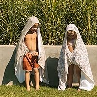 Vista 43 de Little Unicorn Toalla de baño con capucha de alta calidad, mezcla de algodón absorbente y rizo Tamaño más grande, 1-6 años (Adobe Checker)