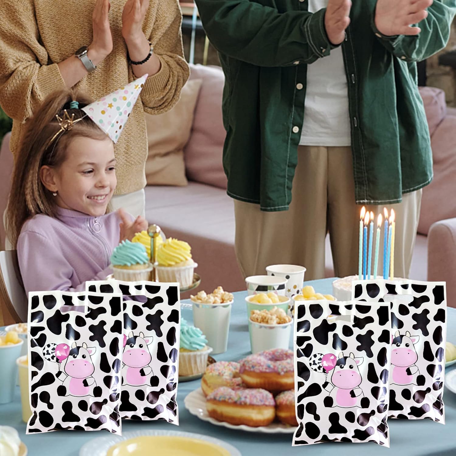 Rainmae 50 Pcs Cow Print Party Favors Bags, Cute Cow Goodie Gift Bags Treat Candy Bags, Farm Animal Theme Goodie Party Gift Bags for Baby Shower Barnyard Cowboy Cowgirl Farmhouse Themed Birthday - Image 7