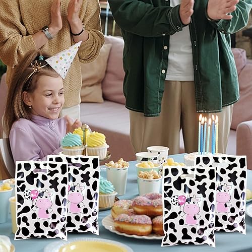 Miniatura 7 de Rainmae 50 bolsas con estampado de vaca, lindas bolsas de regalo de vaca, bolsas de dulces, bolsas de regalo para fiestas temáticas de animales de