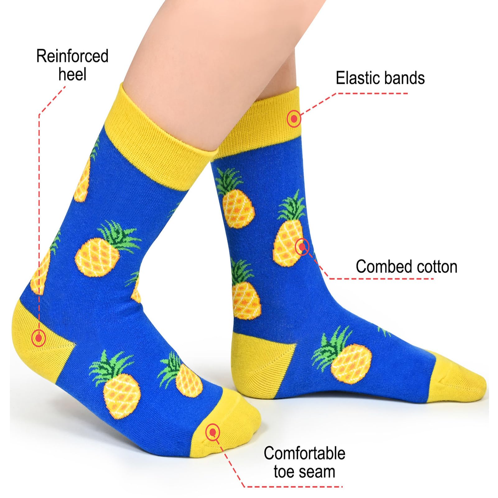 Kids Boys Girls Crew Socks 4-6 Pack + Gift Box, Novelty Funky Colorful Toddler Calf Socks for 2-12 Years Old