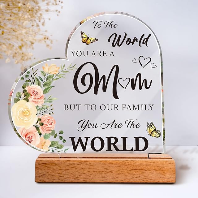 Mum Birthday Gifts, Mother Plaque with Stand Gifts - Best Mum Gifts from Daughter Son, Mum to Be Gifts, New Mum Gifts, Ideal Birthday Anniversary Valentines Day Gifts for Mum, Stepmum, Mother in Law