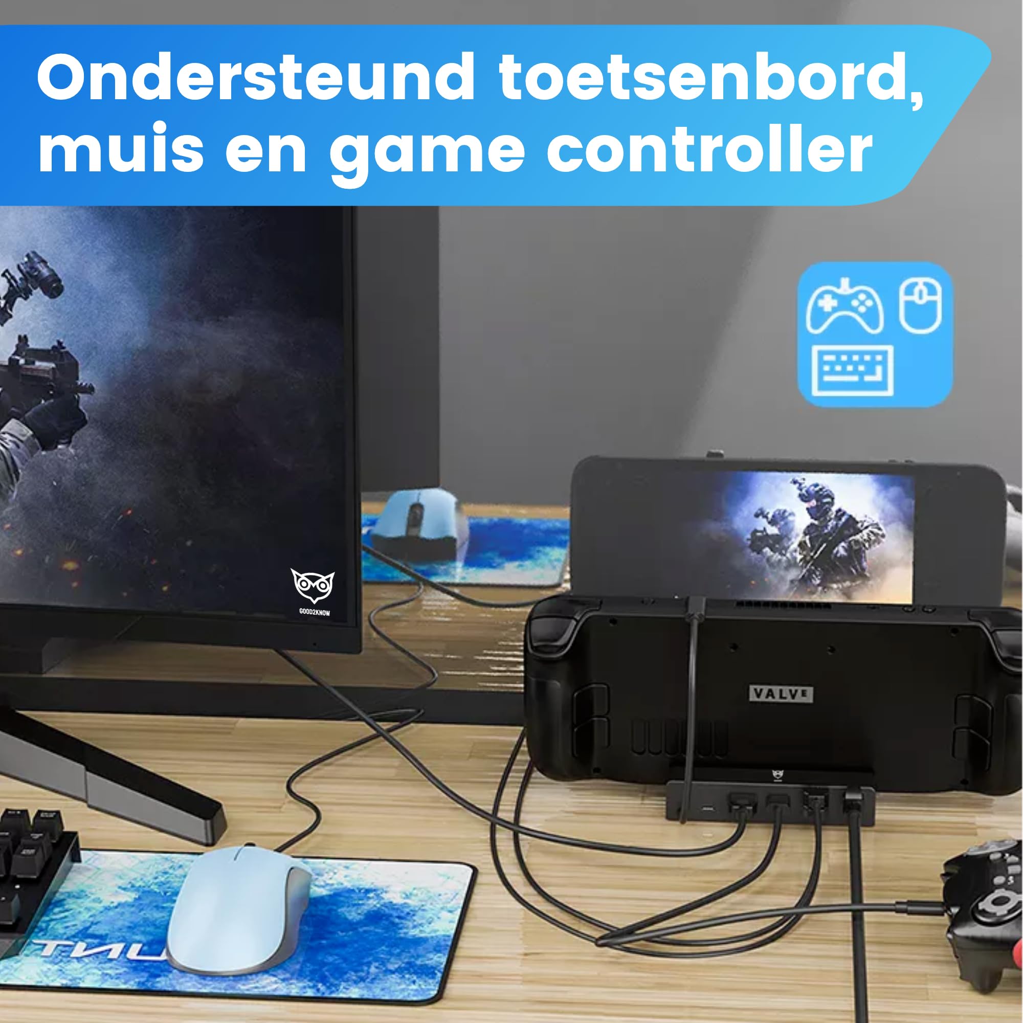 Good2know Steam Deck Dock - Docking station multifunzione per console Valve Steam Deck, switch, ipad - 6 in 1-4k hdmi - Ethernet - PD