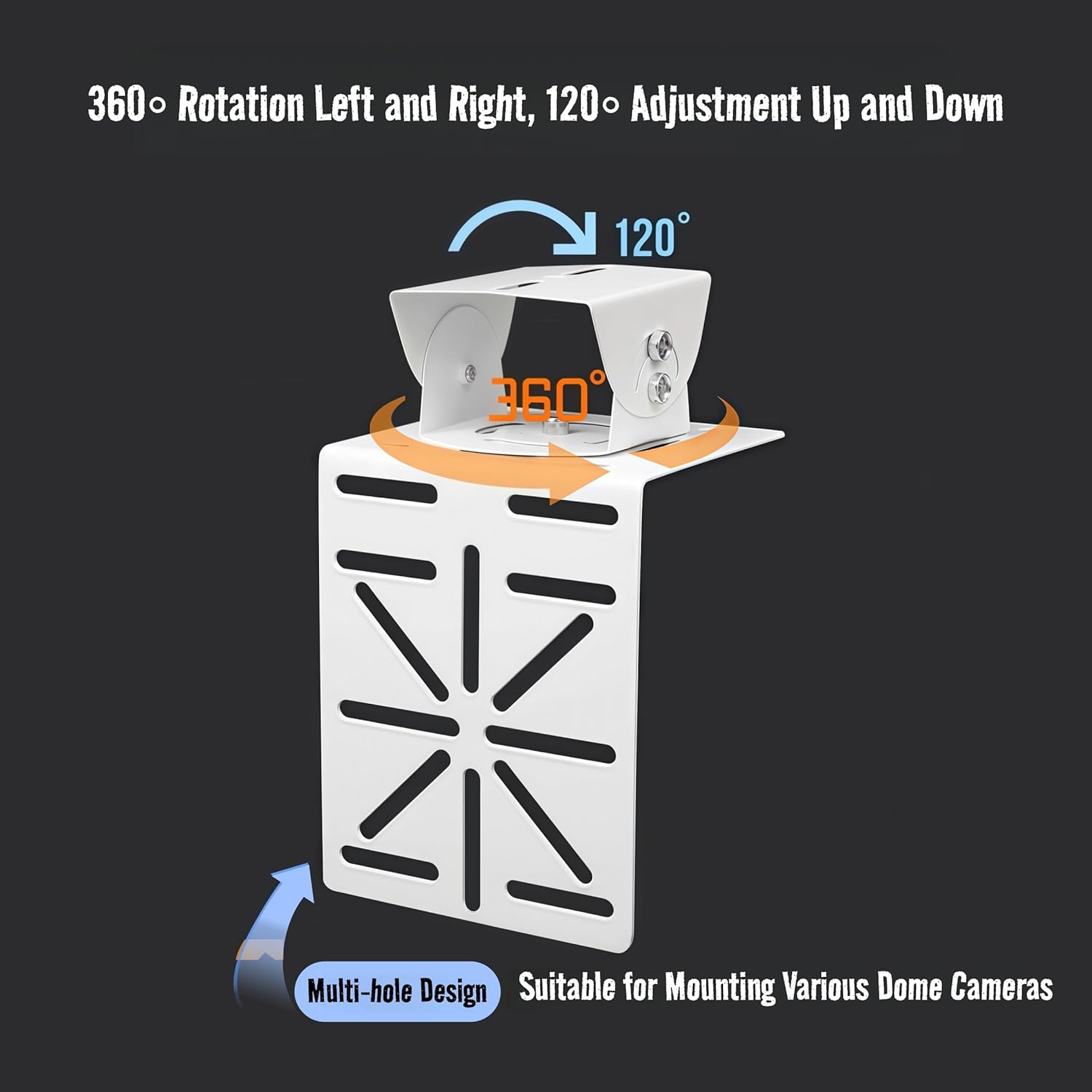 セキュリティカメラマウントキット - Lアダプター付きポール/ウォールブラケット、ステンレススチールストラップ2本、ソーラーパネルダ