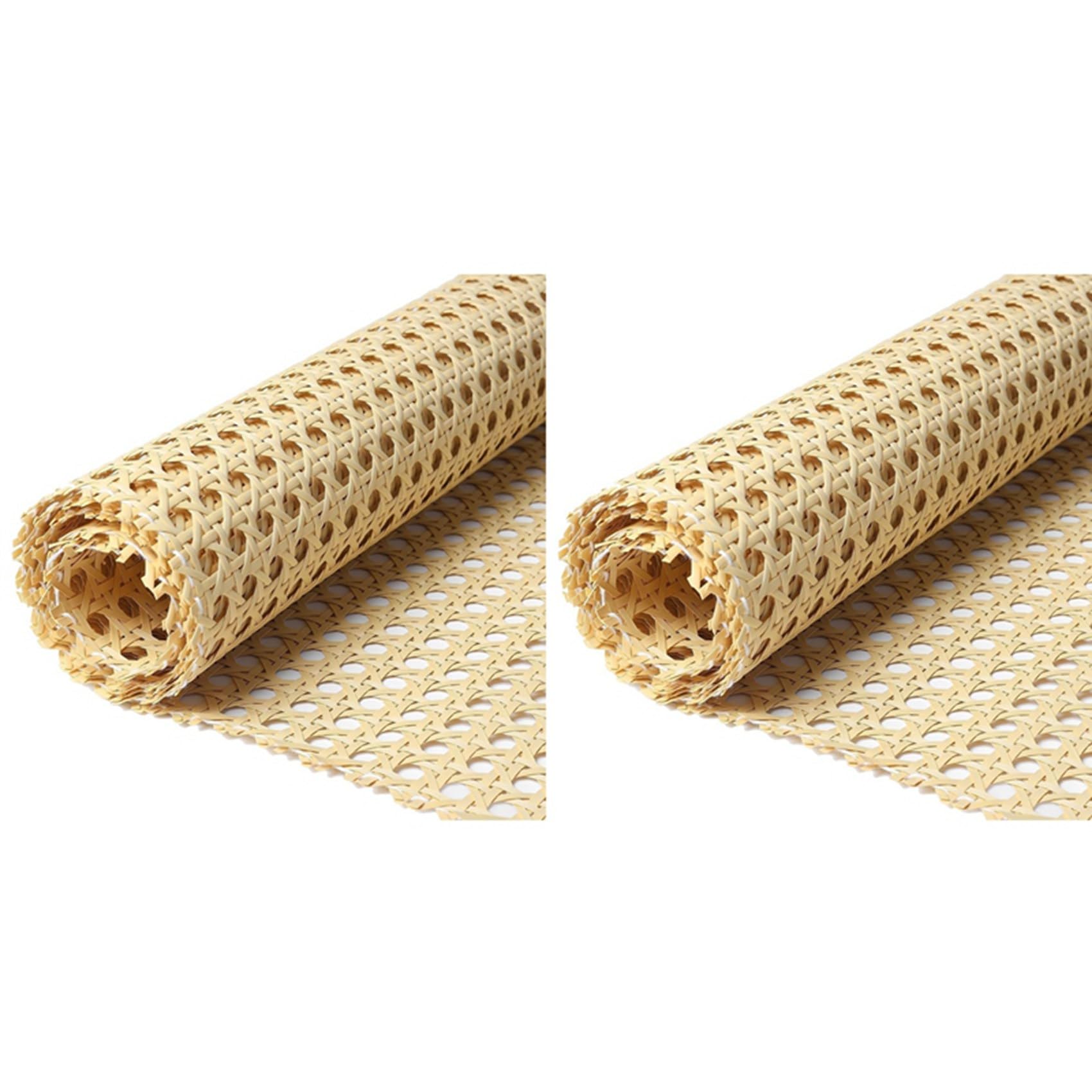 Vjsujehgy 2X Rattan Webbing Roll, 17.5x40 Inch Woven Open Rattan Mesh PE Cane Webbing for DIY Home Decor Projects