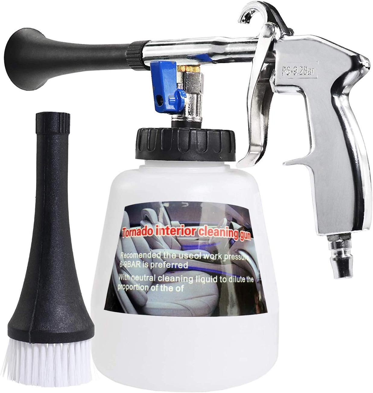 Car Cleaning Gun Interior Washing Air Blow Gun Automotive Air Pulse Cleaning Equipment High Pressure Foamaster Nozzle Sprayer with 1L Foam Bottle - US Connector
