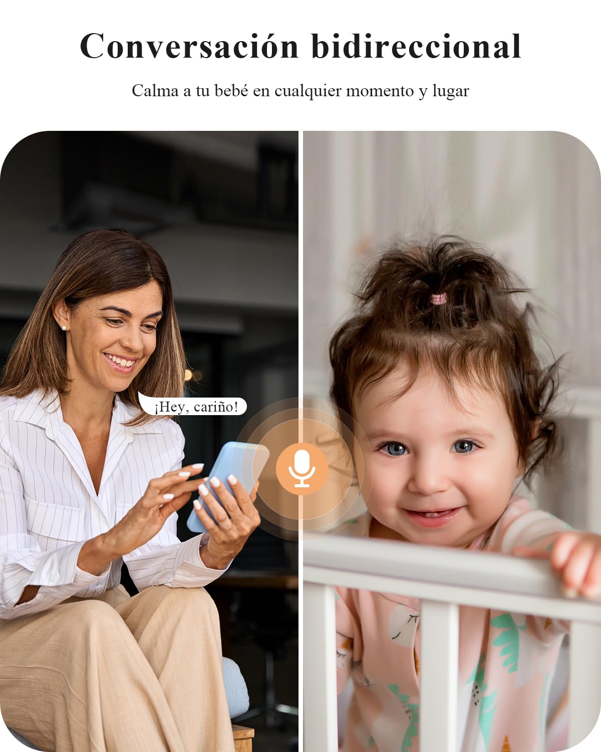 WUUK 4MP Vigilancia Bebe, Pantalla de 5,5", Cámara PTZ 360°, Cara Cubierta y Detección de Vuelco, Control por App, Batería de 3700mAh, Alertas de sonido/movimiento, Audio bidireccional, WiFi 2.4/5 Ghz