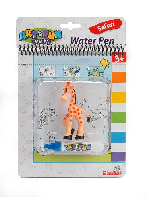Simba 106334635 Art & Fun Water Colouring Book Safari, incluye figura de jirafa