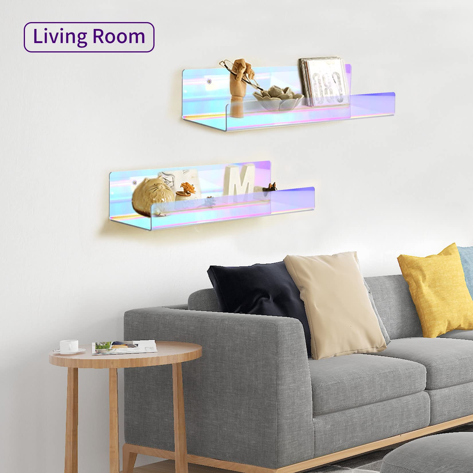 Estante Flotante acrílico de 2/4 Uds., Estante montado en la Pared de Color arcoíris, estantes Simples de Almacenamiento para baño, estantes para Especias de Cocina
