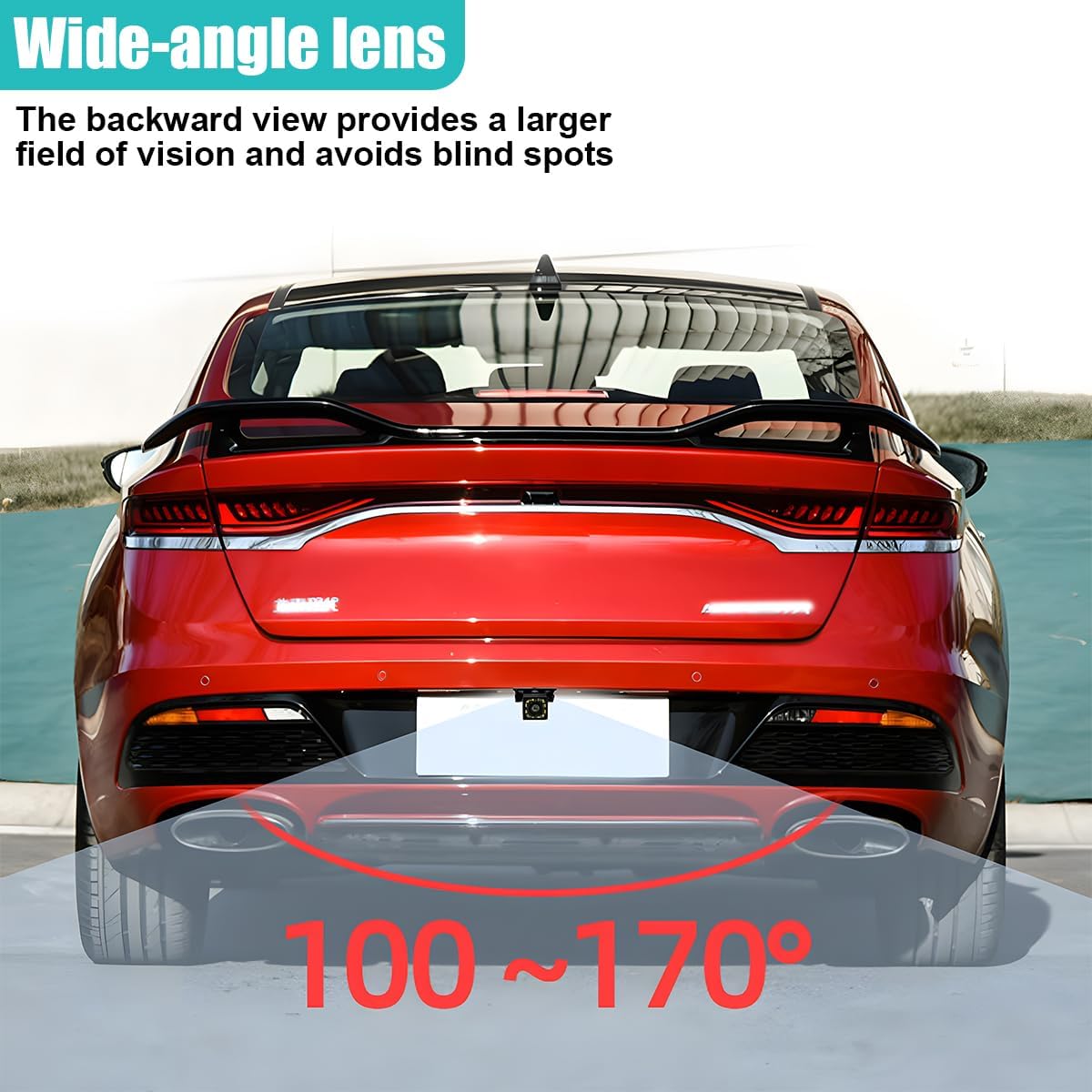 Car Backup Camera, 12 LED Night Vision Waterproof HD Rear View Camera, 170° Wide Angle Long License Plate Frame Reverse Camera for Universal Cars, SUV, Trucks, RV and More