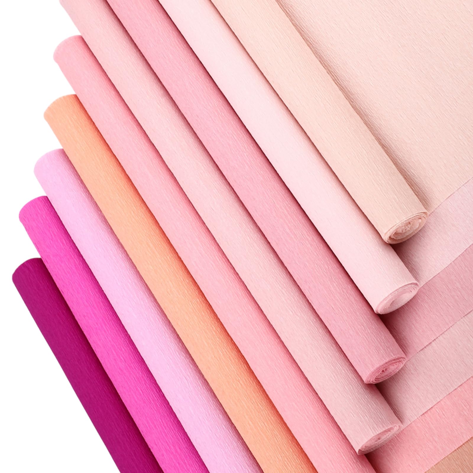 Kisston Lot de 18 rouleaux de papier crépon de 50,8 cm de large et 2,4 m de large, 70 g - Fournitures d'emballage de fleurs pour fête d'anniversaire, mariage, festival, décoration (rose)