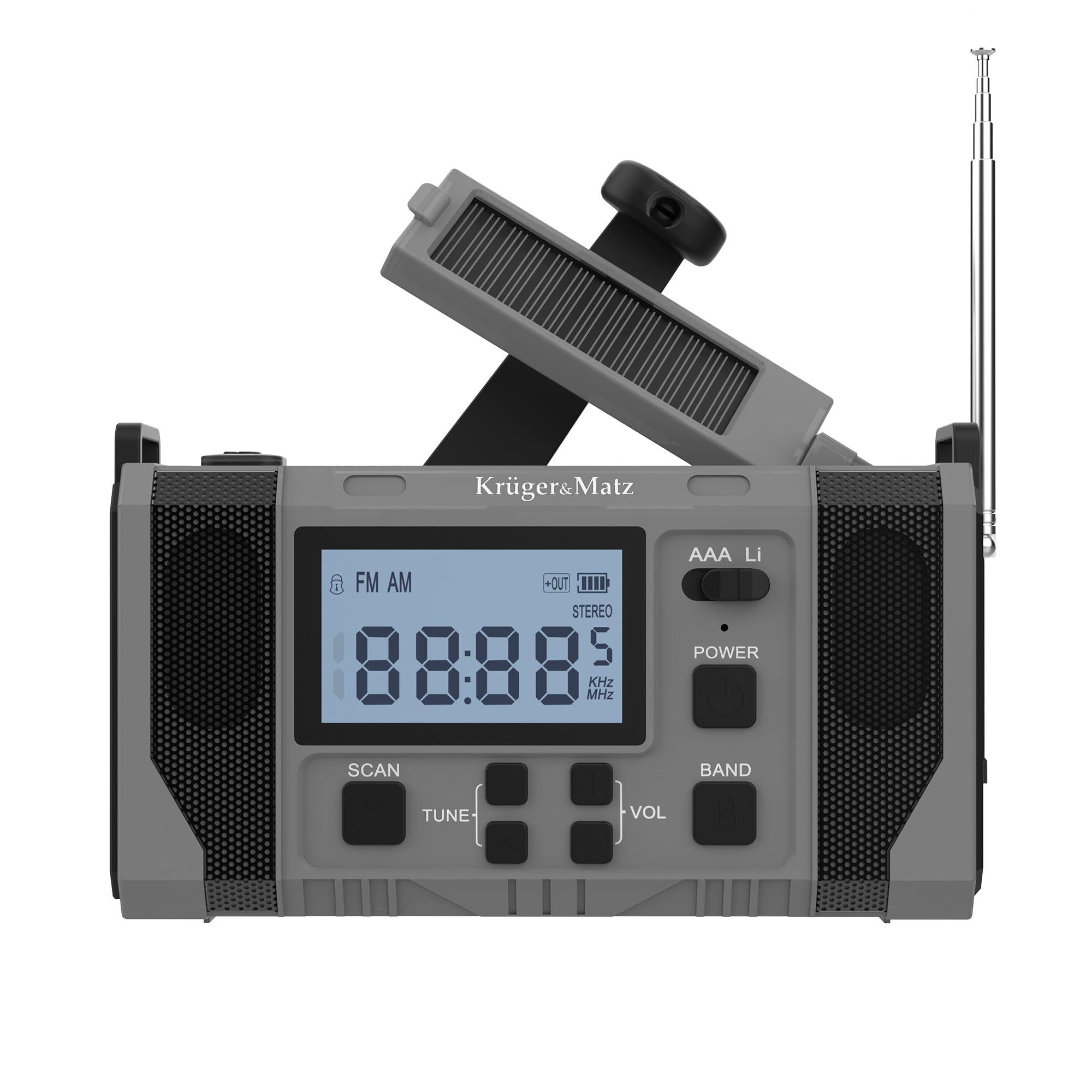 Radio solarne przenośne SOS powerbank 10000mAh latarka dynamo Kruger&Matz