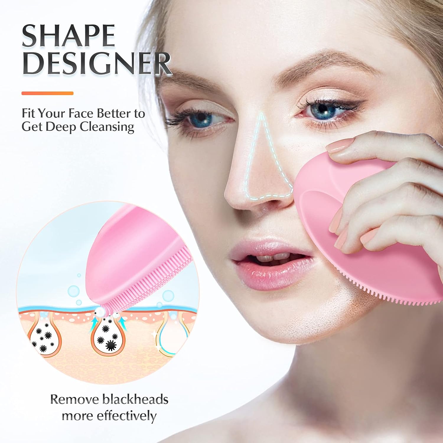 Silicone Face Scrubber - Exfoliator face Brush of 2 - Manual Facial Cleansing Brush for Gentle Exfoliating(Pink and Blue) : Beauty & Personal Care
